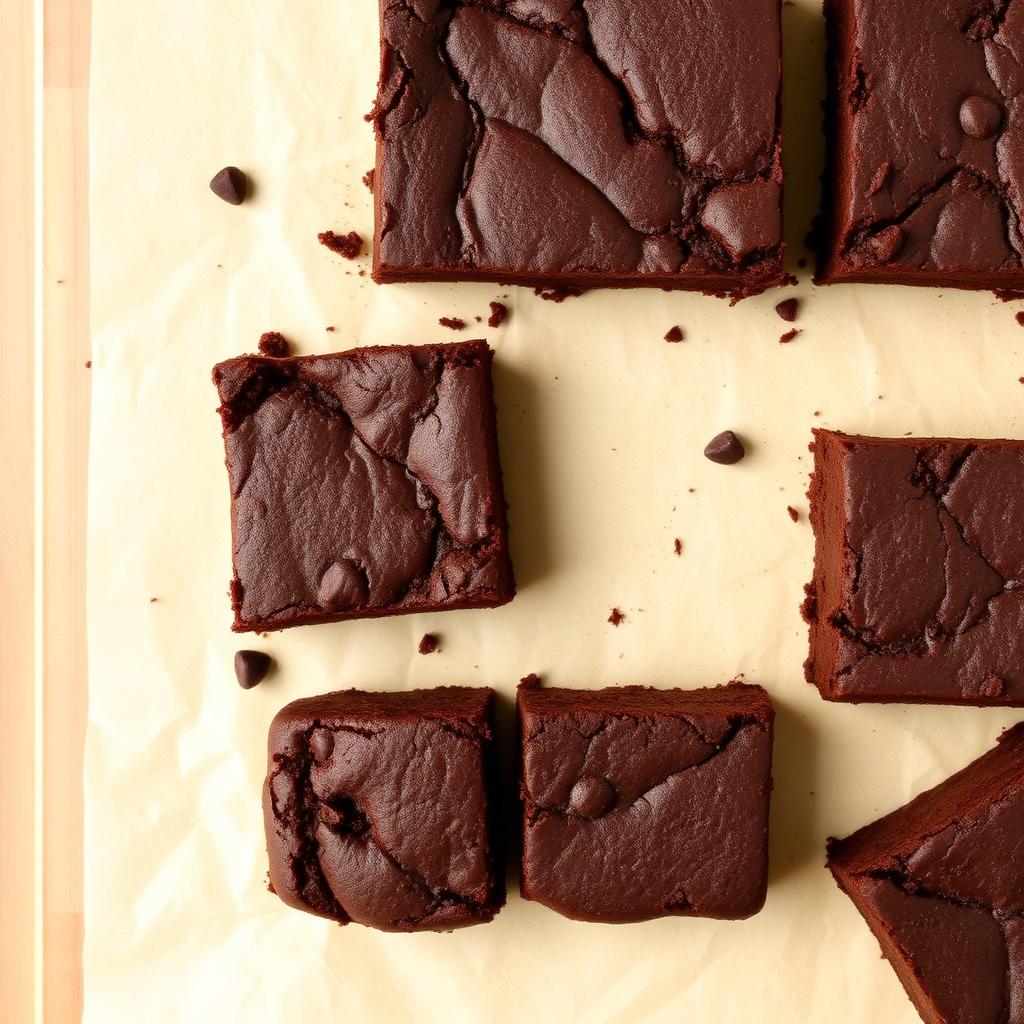 Brownies sin gluten cortados en cuadrados