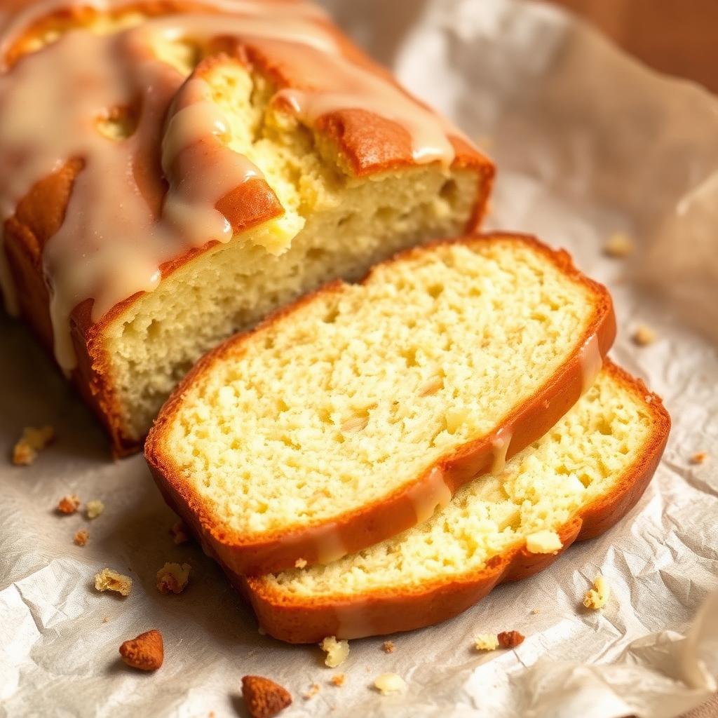 Budín sin gluten en rodajas con glaseado